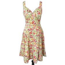 NWT Talbots Floral Sleeveless Midi Dress Cotton Blend Princess Line Zip Sz  8
