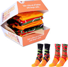 2 Pairs Hamburger Socks in a Box   Funny Novelty Food Socks, One Size Fits Most,