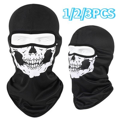 Sunscreen Full Face Mask Ghost Skull Print Balaclava for Halloween Cosplay Party