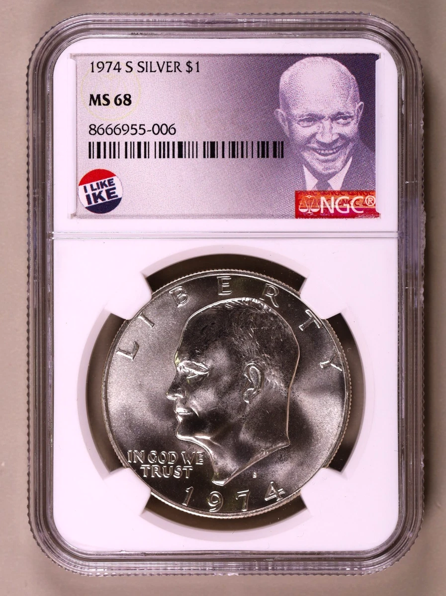 Silver MS 68 Graded 1974 Eisenhower Dollars (1971-1978) for sale