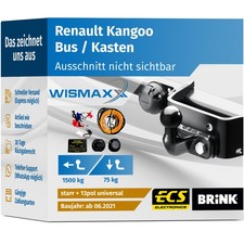 ANHÄNGERKUPPLUNG für Renault Kangoo III ab 21 starr BRINK +13pol E-Satz ABE
