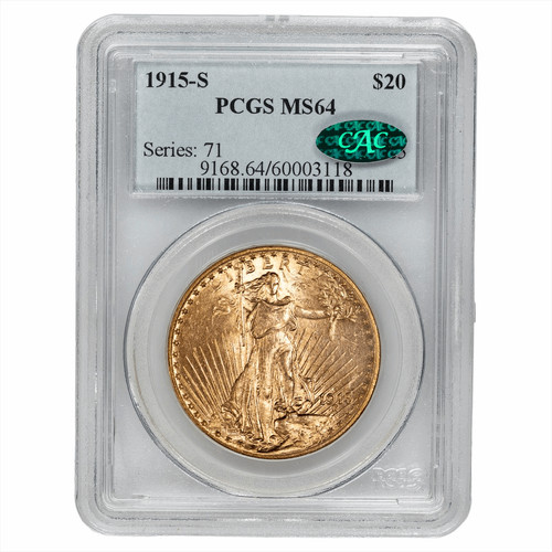 1915S St. Gaudens Gold Double Eagle $20 PCGS MS 64 CAC