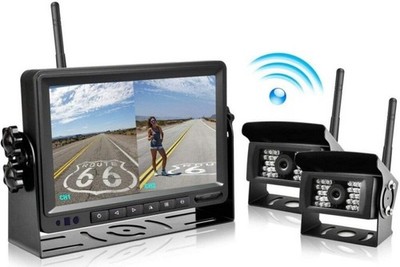 DIGITAL 2x Kabellos Rückfahrkamera Funk Video 7'' Monitor Drahtlos LKW Wohnmobil