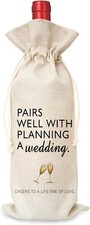Wine Bag Wedding Gift for Mr and Mrs - Engagement 1 Count Pack of 1 , White