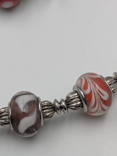 Collana e bracciale abbinati con ciondoli e perline in vetro di Murano stile europeo - Foto 3 di 9