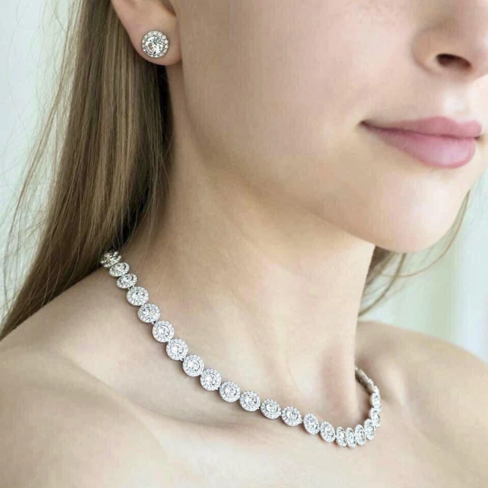 Collana Tennis Una Angel Argento con Cristalli Swarovski Elements Originali