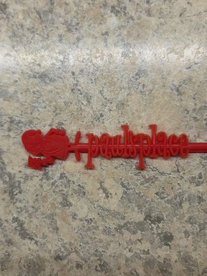 Vintage Paul's Place 6'' Red Plastic Swizzle Stick