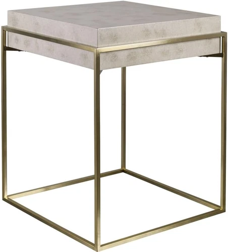 Brass and Ivory 19" Square Accent Table by - Picture 5 of 7