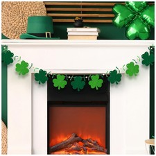 8.2ft St.Patrick's Day Shamrock Garland with Bow Felt Green