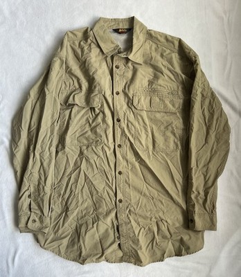 REI Co-op Sahara Shirt Mens Large Beige Long Sleeve Button Vented Nylon Hiking