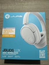 Jlabs JBuds Lux ANC Headphones Bluetooth Wired Over Ear White 70h Battery Life