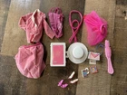 Vintage 1984 Day to Night Barbie Pink Career Outfit Access. 16 Pcs Repair Needed
