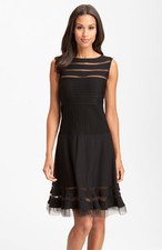 Tadashi Shoji Sleeveless Mesh Stripe Jersey Dress (size XL)