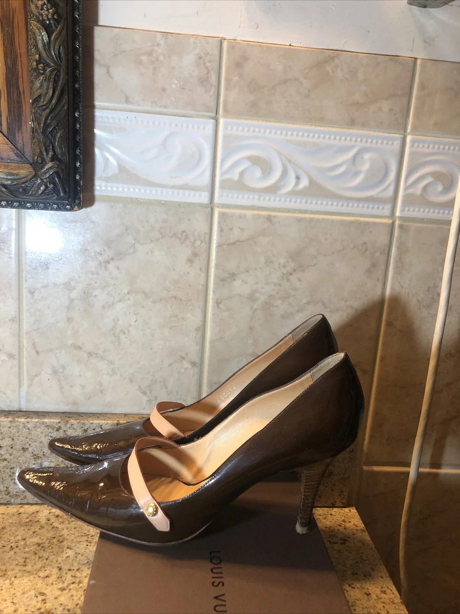 Louis Vuitton Brown & Tan Patent Leather High Heels Shoe