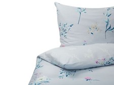 Image of Cotton Sateen Duvet Cover Set Flower Pattern 155 x 220 cm Light Blue EVERGREEN