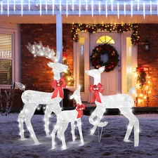 LEADZM Christmas Lighted Reindeer Family Decoration Deer Set