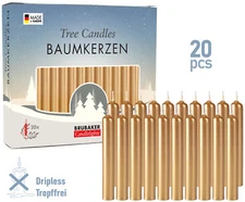 BRUBAKER Tree Candles - Pack of 20 - 9.5 cm - Golden
