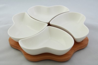 Schalen aus Porzellan Servierschale Snackschale Bambus Dipschalen Set 5-tlg