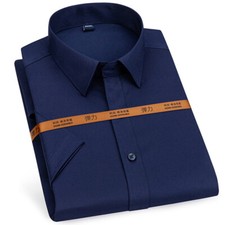 New Men's Dress Shirts Short Sleeves Formal Business Slim Elastic Casual Shirts