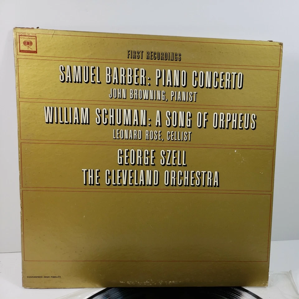 Samuel Barber Piano Concerto William Schuman A Song Of Orpheus Columbia Mono VG+ - Image 2 of 4