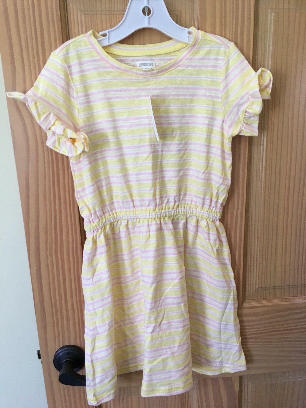 NWT Gymboree Stripe Dress Girls Yellow Pink White Ruffle Sleeve 5/6,10/ ...