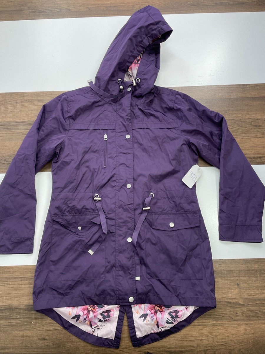 NEW Time Tru Womens S 4-6 Purple Missy Lightweight Anorak Jacket Floral  NWT