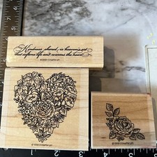 Rubber Stamp Set 3-Kindness Shared" Stampin Up Set 1998 Floral Heart Phrase Rose