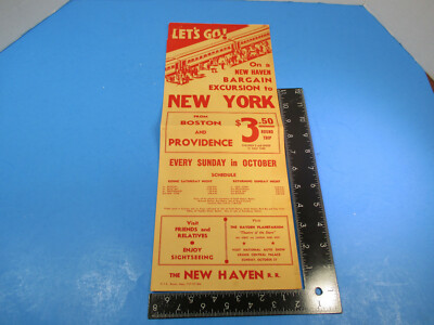 Vintage 1937 New Haven Railroad Train Bulletin Let's Go Bargain Excursion  S9049