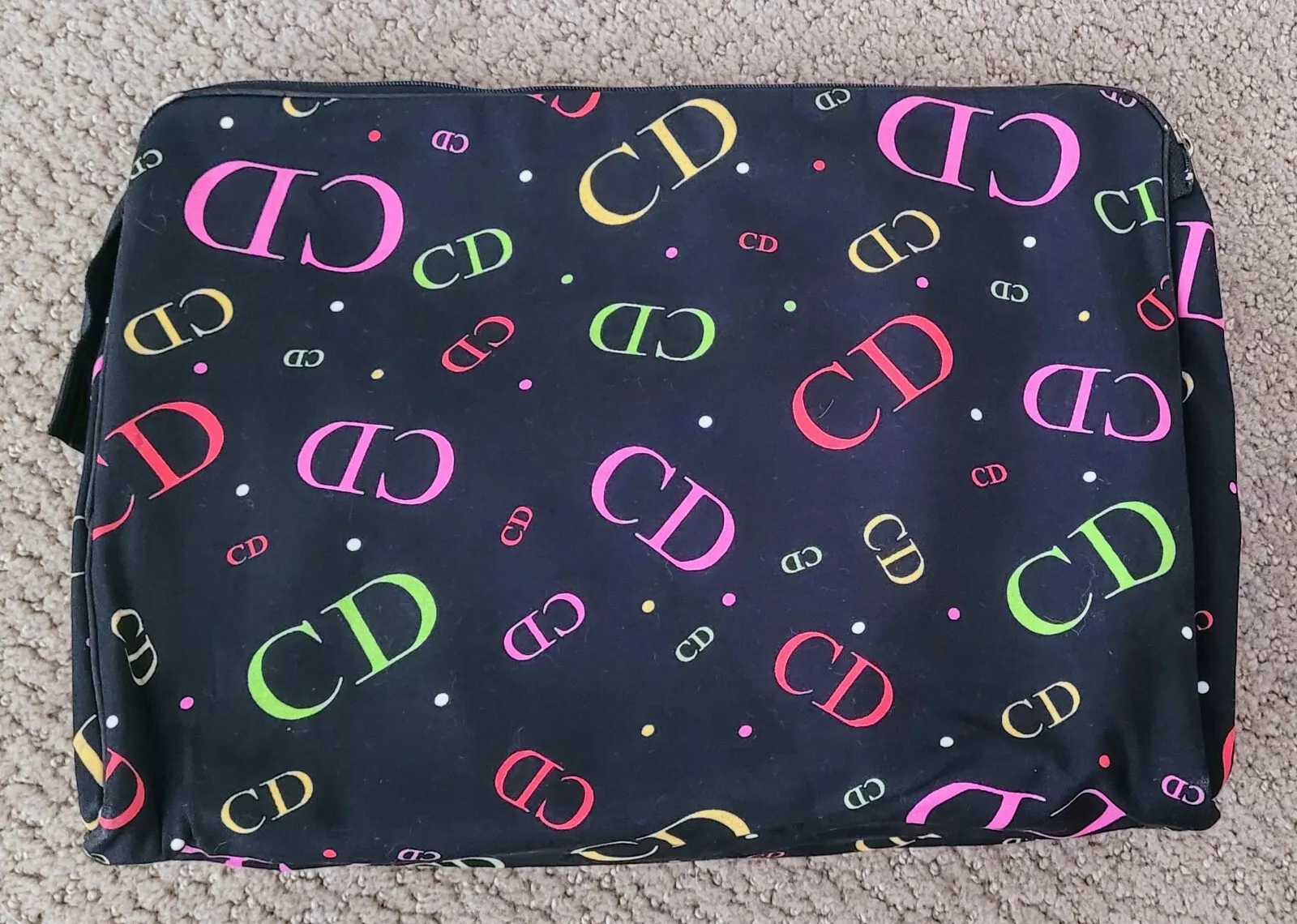 AUTHENTIQUE TOILE CD CHRISTIAN DIOR COSMÉTIQUE/SAC DE VOYAGE/POCHETTE MULTICOLORE LARGE