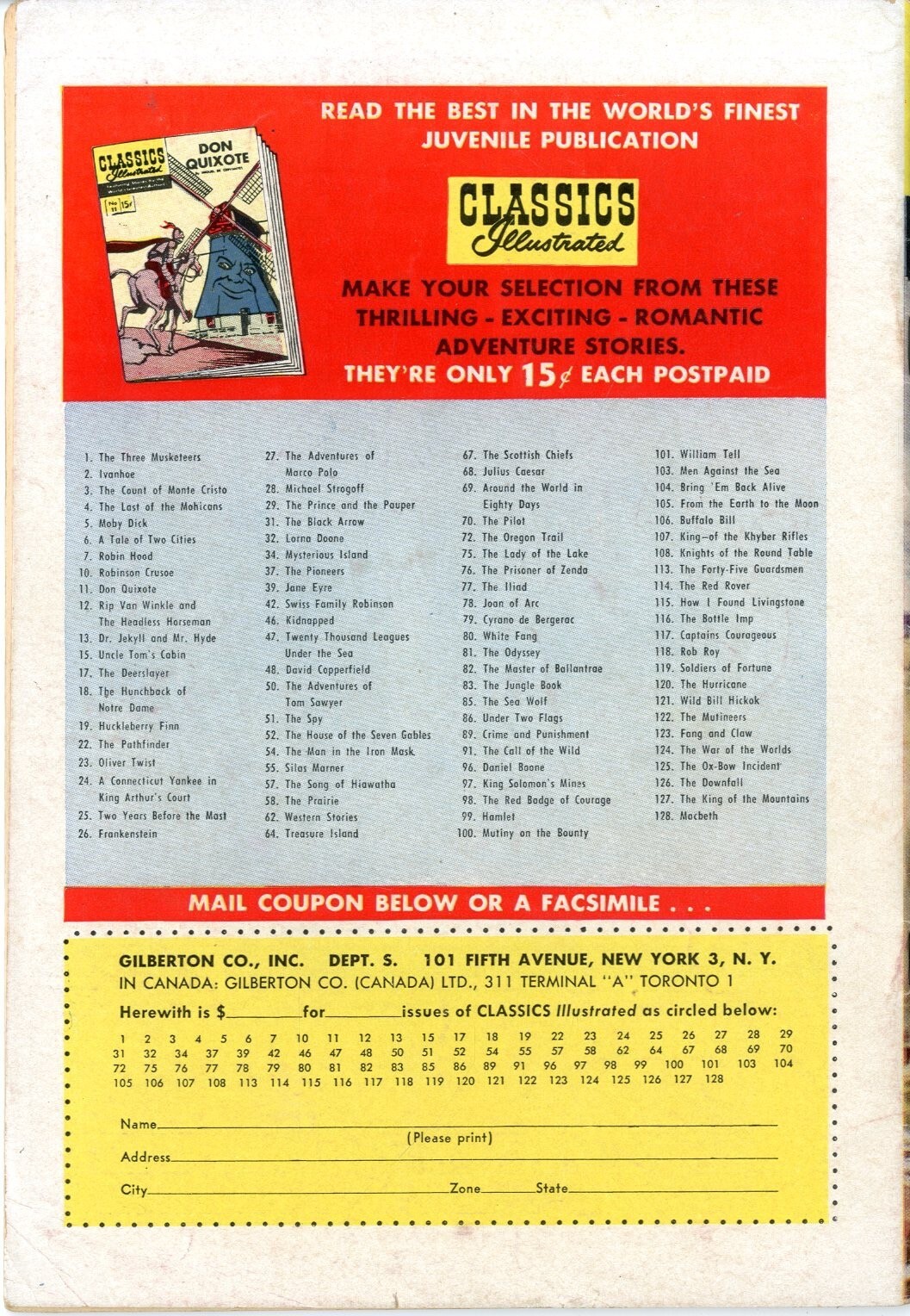 Classics Illustrated  # 127   FINE   Original   July 1955   King of the Mountain