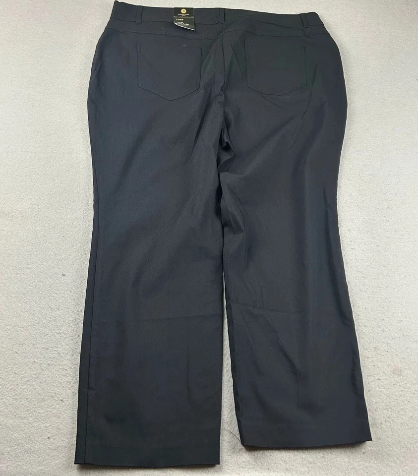 JM Collection 裤子女式 22WP 黑色曲线舒适腰带直筒全新带标签 — 第 3/4 张图片