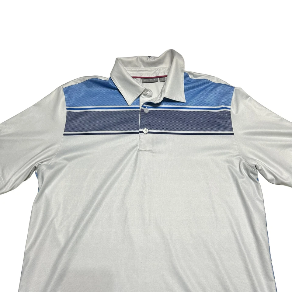 Camisa polo de golf Ashworth para hombre pequeña a rayas blancas rendimiento informal al aire libre Foto 2 de 4