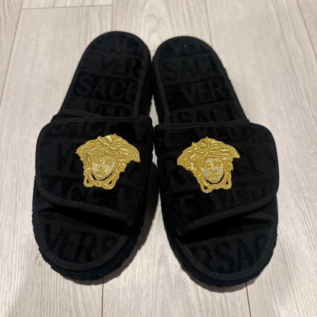 PANTOFOLA D’ORO Versace Medusa Head Platform Ciabatte nere scivoli 28 cm