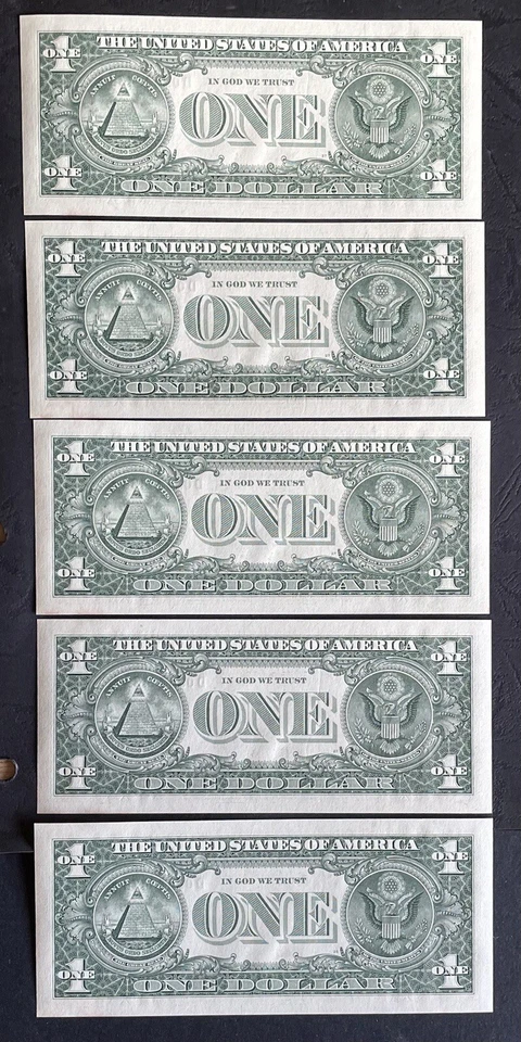 $1 USA Replacement Star Notes(*) D 02630466-470 2003 Unc Minor Foxing - Image 2 of 2