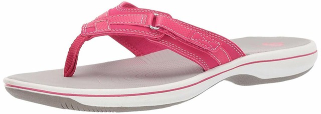 Women's Clarks Cloudsteppers Breeze Sea Flip-Flop Sandal Rose Pink 26141200 | eBay