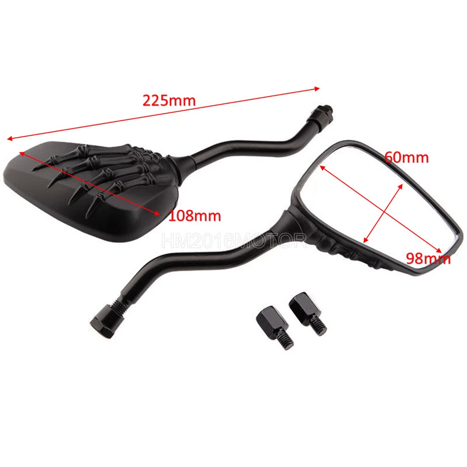 Espejos retrovisores calavera moto para Yamaha V Star XVS 650 1100 clásicos personalizados Foto 2 de 4