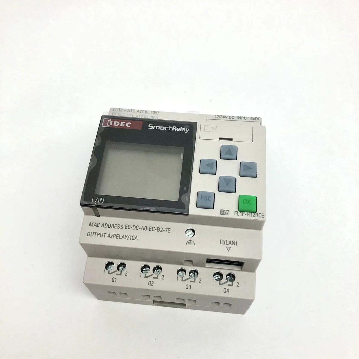 IDEC FL1F-B12RCE SMART RELAY, 12/24V, 8 I/P, 4 RELAY O/P