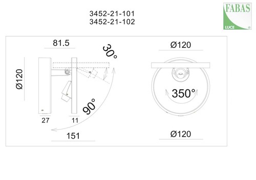FABAS LUCE LED LED Wandleuchte Spot Ara 3452-21-101 schwarz dimmbar Touch - Bild 6 von 6