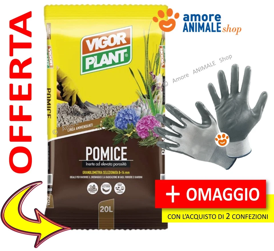VIGOR PLANT VigorPlant POMICE → 20 Lt - Inerte Naturale Vulcanico, Favorisce il Drenaggio