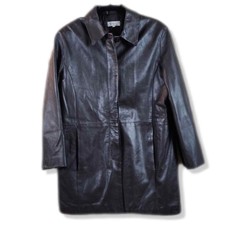 Vintage 90’s L’equipe Plus Longline Chocolate Brown Leather Coat L