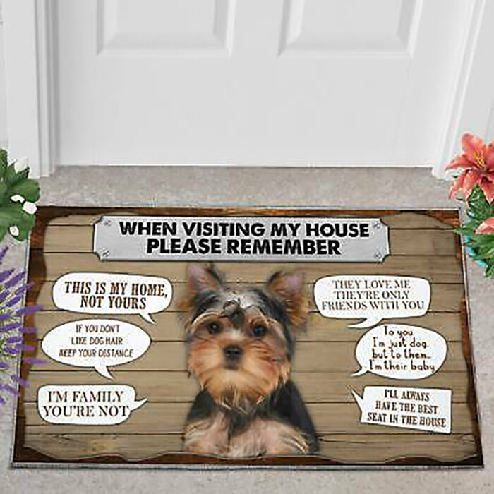 Yorkie Please Remember Easy Clean Welcome DoorMat Felt And Rubber