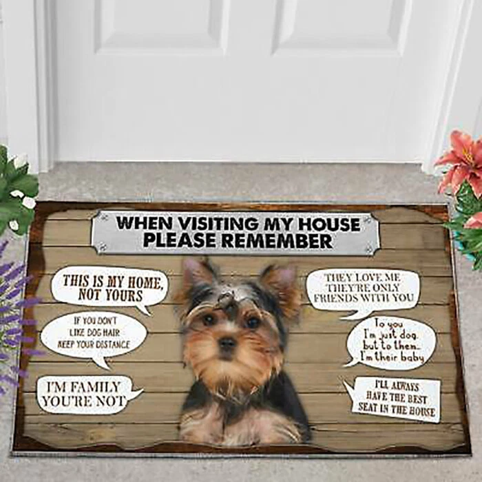 HOME MAT Yorkie Please Remember Easy Clean Welcome DoorMat Felt And Rubber Funny Home Déc