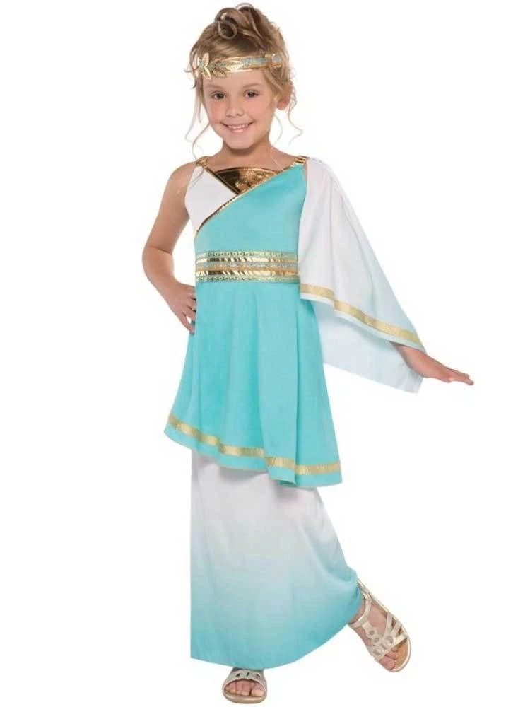 Girls Venus Goddess Costume Teen Roman Toga Greek Child Fancy Dress Kids  Outfit