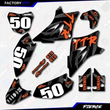 Black & Orange Fierce Racing Graphics Kit fits 06-25 YAMAHA TTR50 TTR 50 Decals