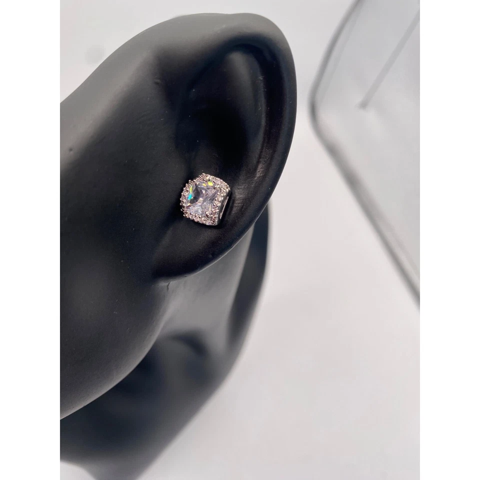 Kate Spade New York Women's Princess Cut Large Studs Clear/Silver New - Image 3 of 4