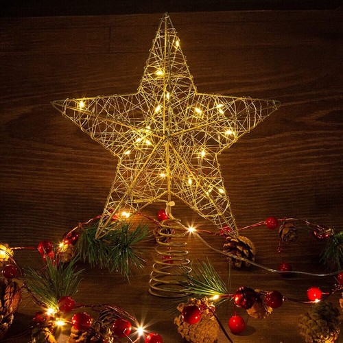 LED Tree Topper Star Christmas Decorations Top Xmas Star Light Up Glitter Gifts - Picture 5 of 22