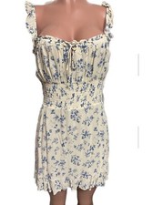 Reformation Silvia Lulu Blue Floral Smocked Sun Mini Dress Nwt M Spring Break