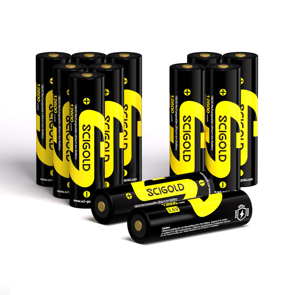 Scigold 3500mAh Rechargeable 12600mWh Battery with Protected Button Top(12 Pack)
