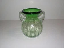 BLENKO VASE Double Clear Handle W/ Label & Signed & Dated 2016 FOG FESTIVAL