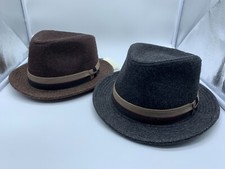 NEW MENS STETSON STW358 CHARCOAL - BROWN WOOL BLEND WINTER FEDORA HAT M/L/XL